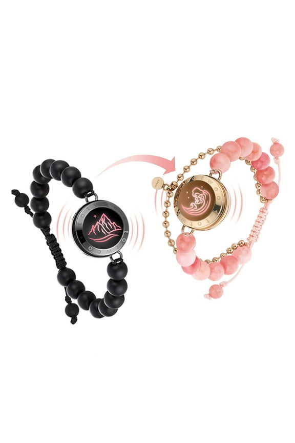 Long Distance Bracelets for Couples, Vibration & Light Up Bracelet, Montain & Sea Long Distance Relationship Gifts for Girlfriend Boyfriend