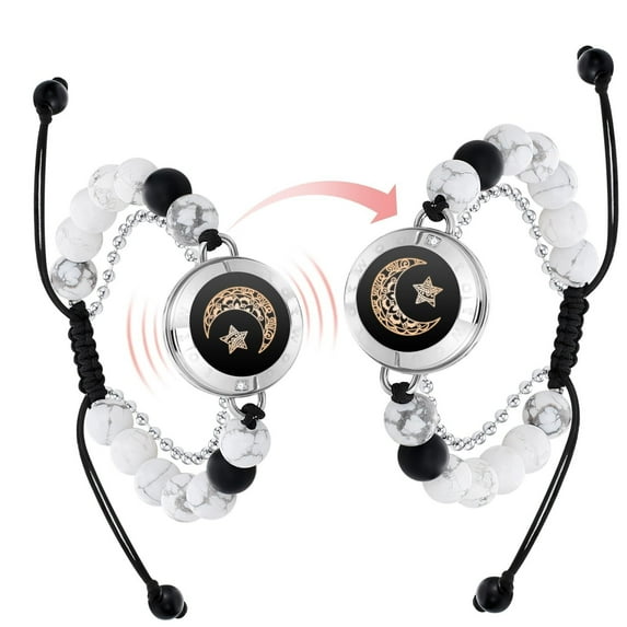 TOTWOO Long Distance Bracelets for Couples, Vibration & Light Up Bracelet, Montain & Sea Long Distance Relationship Gifts for Girlfriend Boyfriend