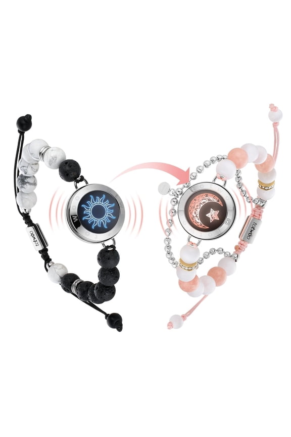 TOTWOO Long Distance Bracelets for Couples, Vibration & Light Up Bracelet, Montain & Sea Long Distance Relationship Gifts for Girlfriend Boyfriend