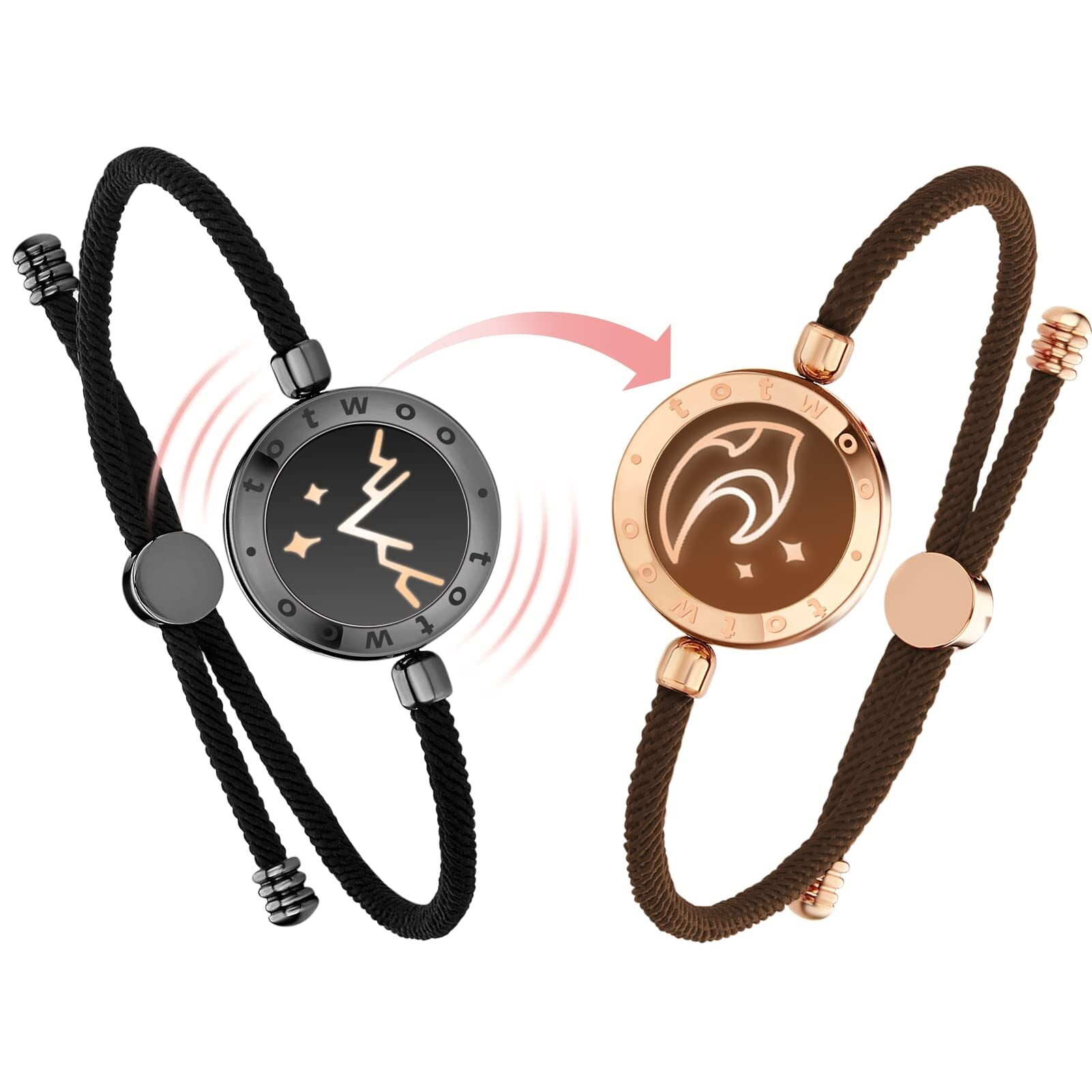 TOTWOO Long Distance Bracelets for Couples, Vibration & Light Up Bracelet,  Montain & Sea Long Distance Relationship Gifts for Girlfriend Boyfriend