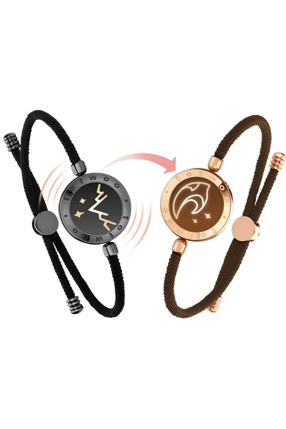 Long Distance Bracelets for Couples, Vibration & Light Up Bracelet, Montain & Sea Long Distance Relationship Gifts for Girlfriend Boyfriend