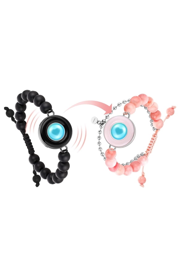 Long Distance Bracelets for Couples, Vibration & Light Up Bracelet, Montain & Sea Long Distance Relationship Gifts for Girlfriend Boyfriend