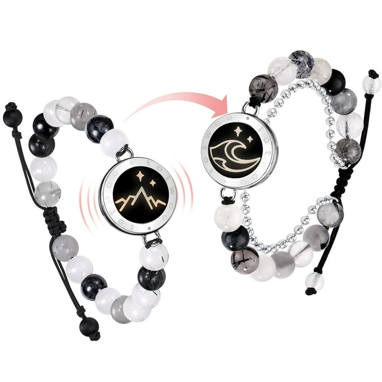 TOTWOO Long Distance Touch Bracelet for Couples, Sun Moon Touch