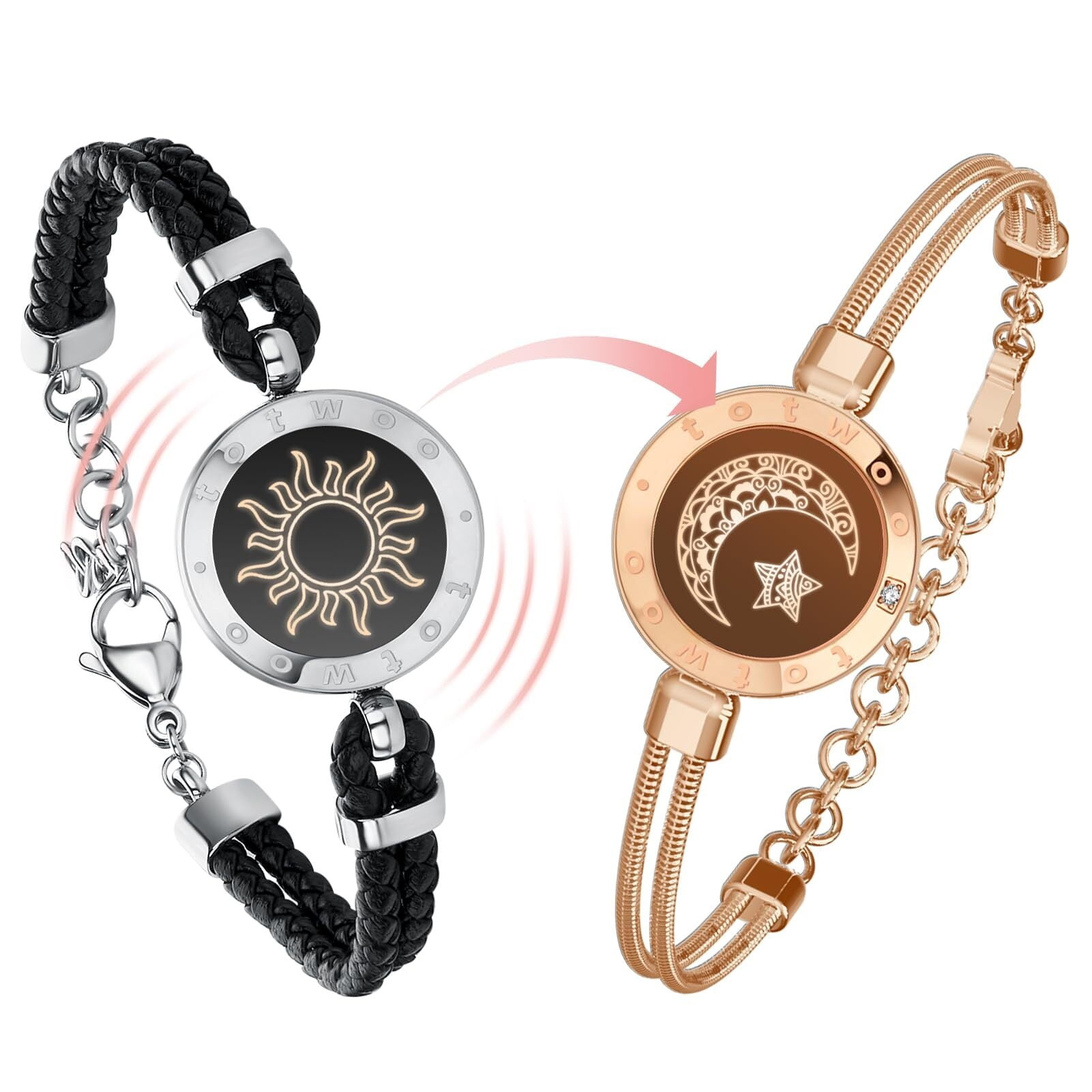 TOTWOO Long Distance Touch Bracelets for Couples, Long Distance Relationship Gifts for Girlfriend