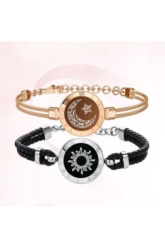 TOTWOO Long Distance Touch Bracelets for Couples, Vibration & Light up Bluetooth Pairing Jewelry Gifts for Girlfriend