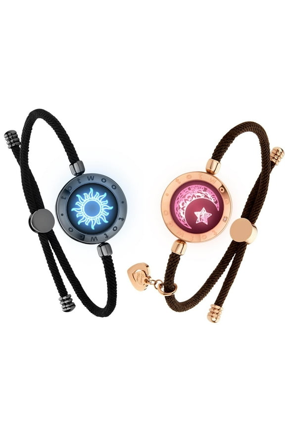 Long Distance Touch Bracelets for Couples, Vibration & Light up for Love Couples Bracelets | Long Distance Relationship Gifts for Girlfriend