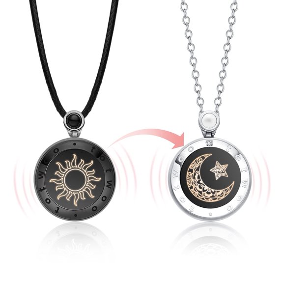 TOTWOO Long Distance Touch Necklace| Vibration & Light Up Smart Necklace for Long Distance Relationship Gifts| Couples Necklace with Natural Agate Gift