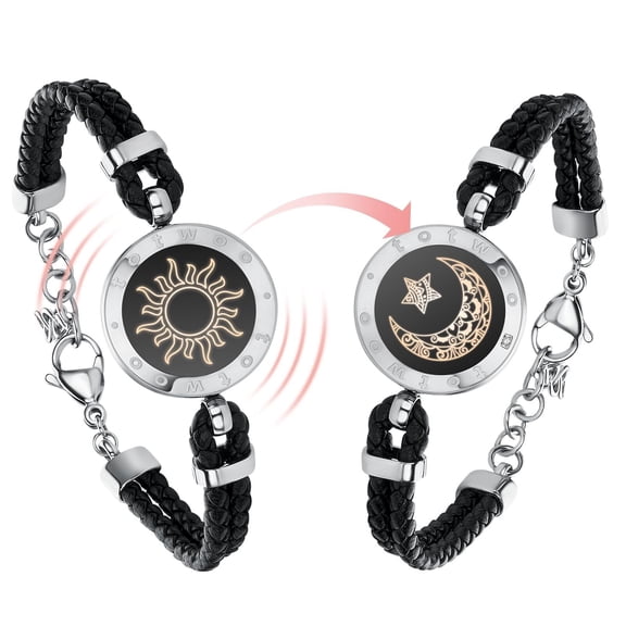 TOTWOO Touch Bracelets for Couples, Vibration & Light up for Love Couples(Silver+Silver) Long Distance Relationship Gifts for Girlfriend
