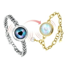 TOTWOO Touch Bracelets for Couples, Vibration & Light up for Love Couples(Silver Silver) Long Distance Relationship Gifts for Girlfriend