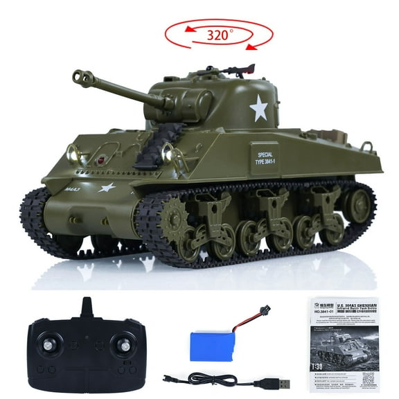 TOUCAN RC HOBBY HengLong RC Battle Tank Sherman M4A3 1/30 Scale 3841 IR Battle Radio Control Tanks Model,US in Stock