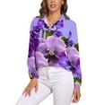 thumbnail image 1 of TOUCH OF SPRING PINK- PURPLE PANSY FLOWERS Long Sleeve Blouse Woman Streetwear Casual Shirts Summer Oversize Woman Streetwear Clothing Birthday Present, 1 of 7