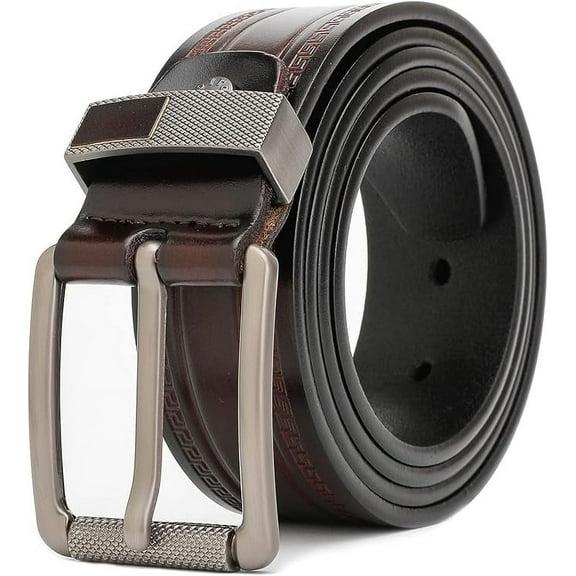TOUGERJOY Full Grain Leather Belt for Men with Single Prong Buckle, 100% Cow Leather Dress Belt for Jeans Khakis