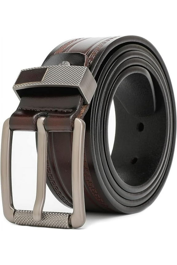 Full Grain Leather Belt for Men with Single Prong Buckle, 100% Cow Leather Dress Belt for Jeans Khakis