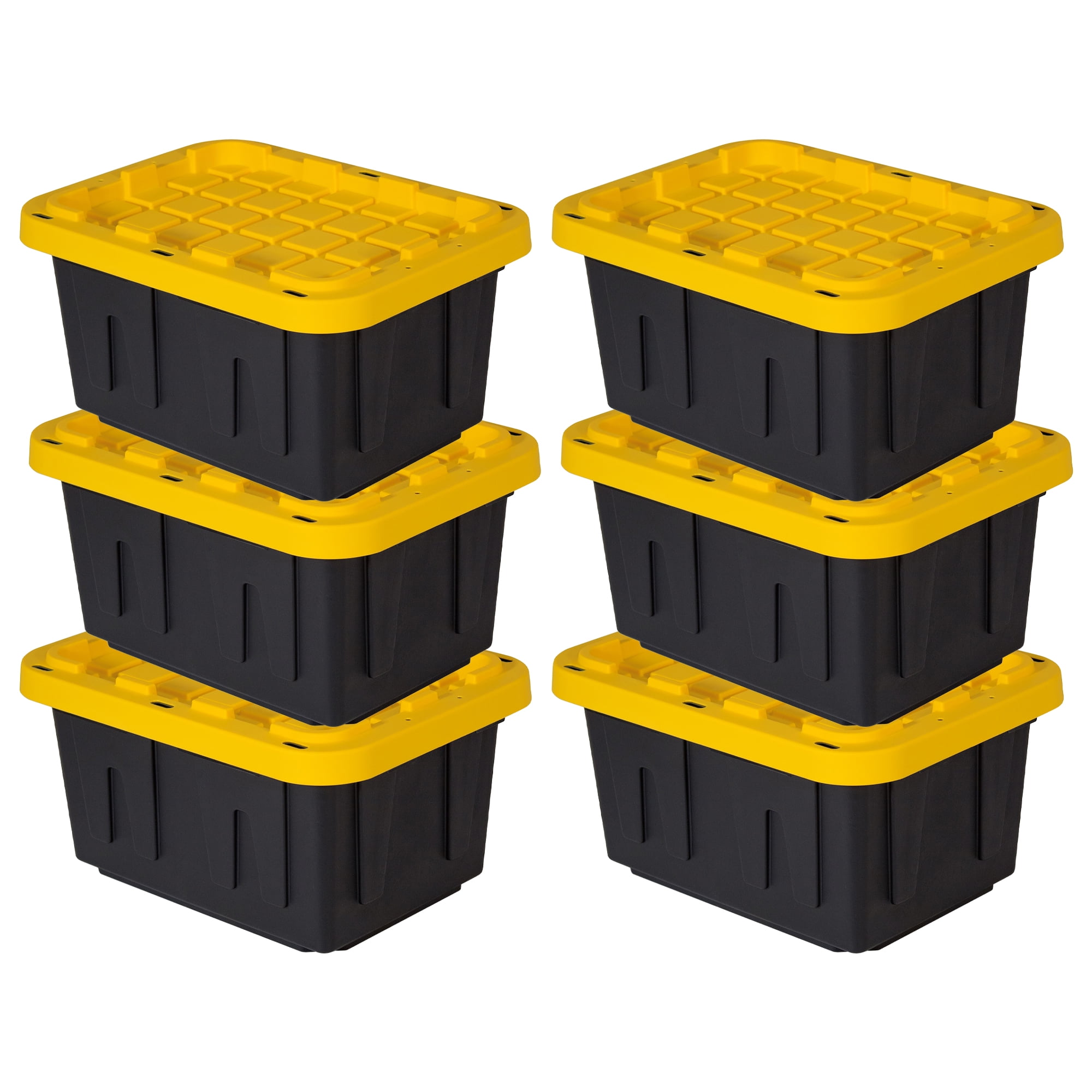 17 Gal. Tough Storage Tote in Black with Yellow Lid