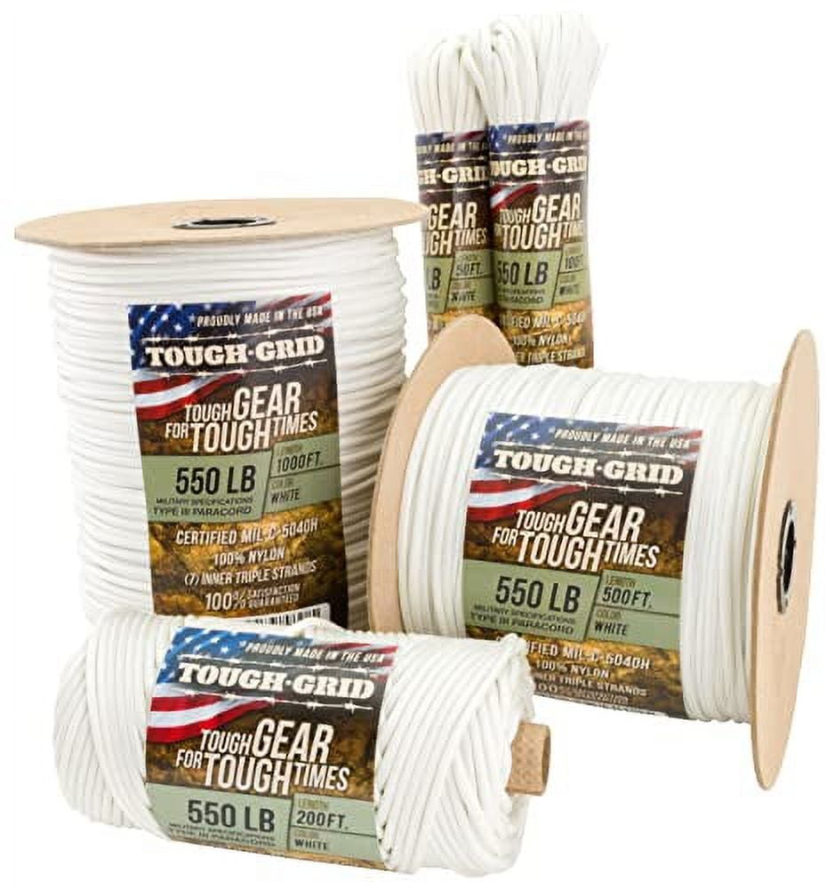 TOUGHGRID 550lb Paracord / Parachute Cord 100 Nylon MilSpec Type