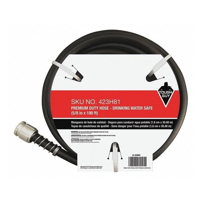 TOUGH GUY 423H81 Water Hose,Cold,PVC,100 ft.,Black