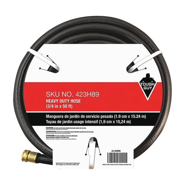 TOUGH GUY 423H89 Water Hose,Cold,PVC,50 ft.,Black