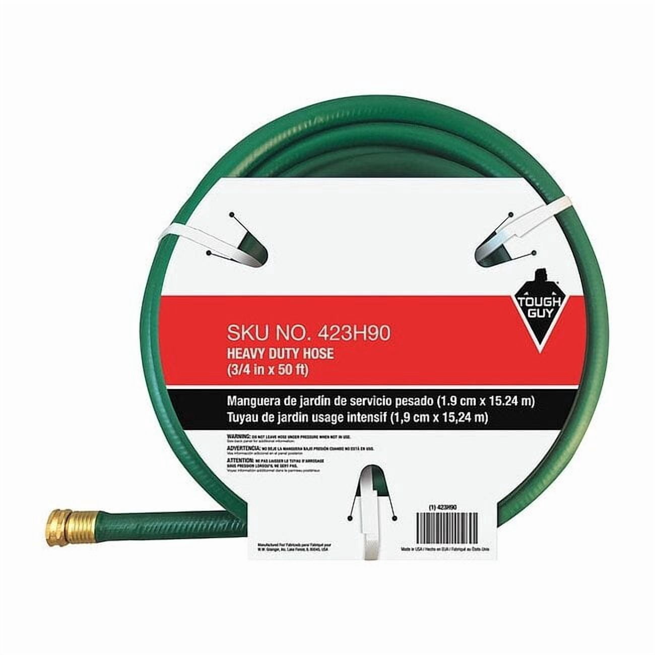 TOUGH GUY 423H90 Water Hose,Cold,PVC,50 ft.,Green