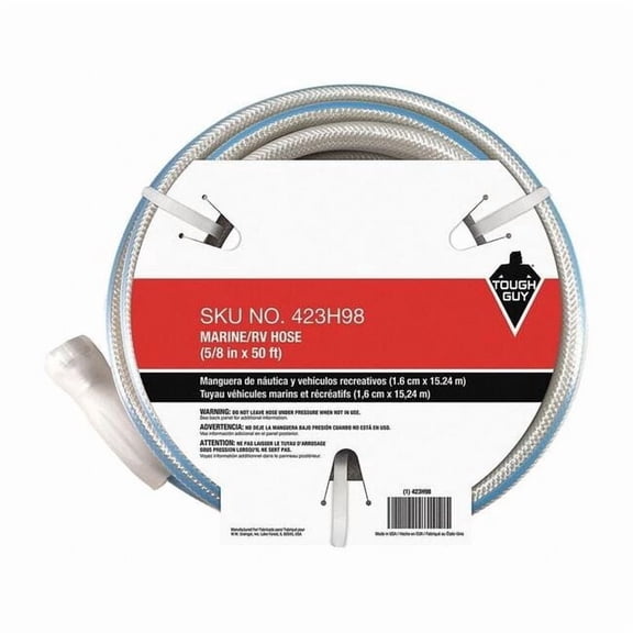 TOUGH GUY 423H98 Water Hose,Cold,PVC,50 ft.,White