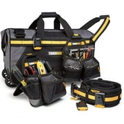 TOUGHBUILT 24 Rolling Bag & Belt Combo - Includes 24 In ClipTech Rolling Contractor Bag, Carpenter and Builder Pouches