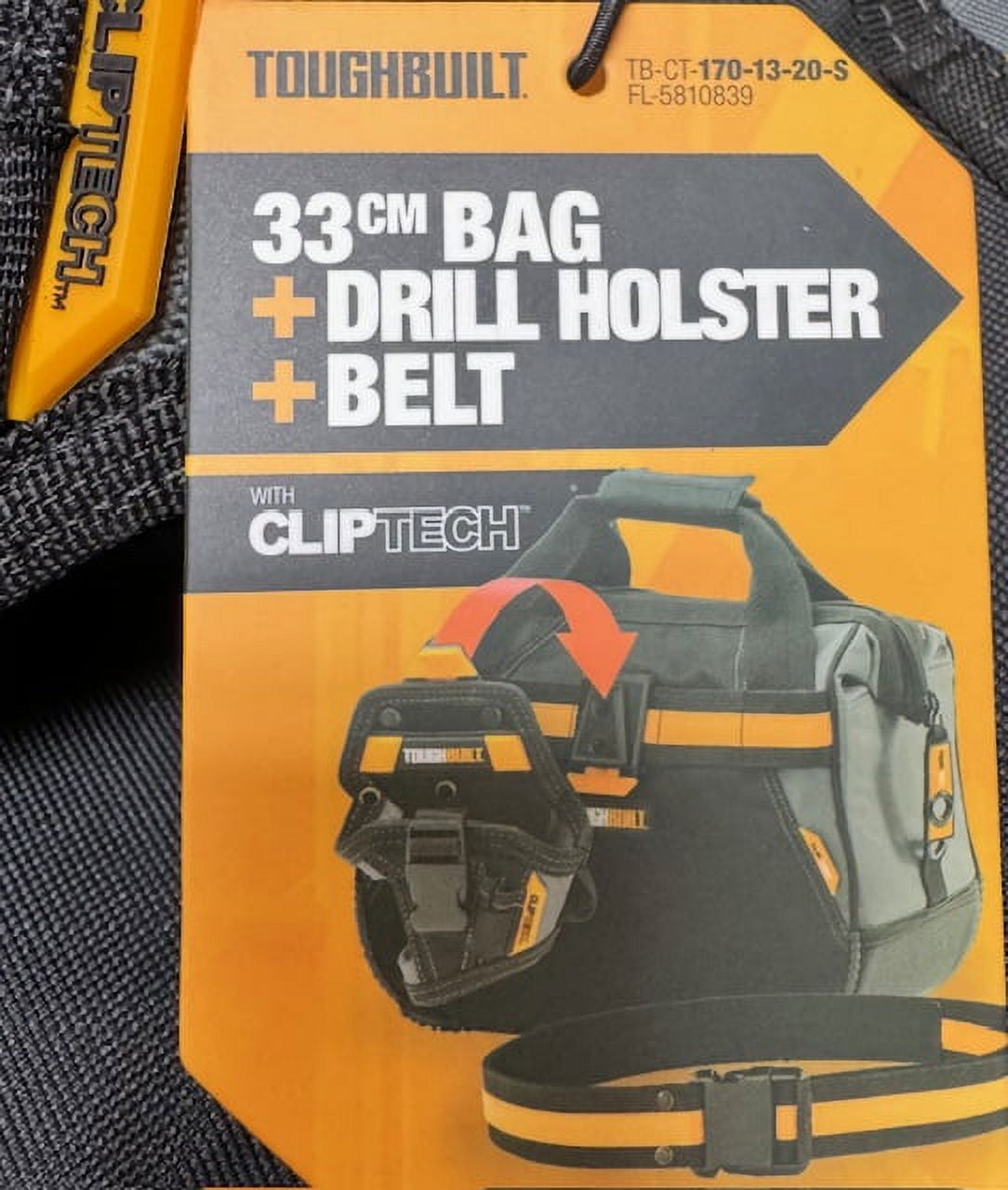 TOUGHBUILT 33CM BAG + DRILL HOLSTER + BELT WITH CLIP TECH