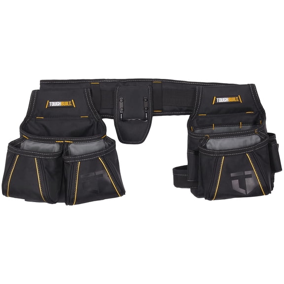 TOUGHBUILT - CARPENTER TOOL BELT WITH POCKETS AND 2 HAMMER HOLDERS - BLACK