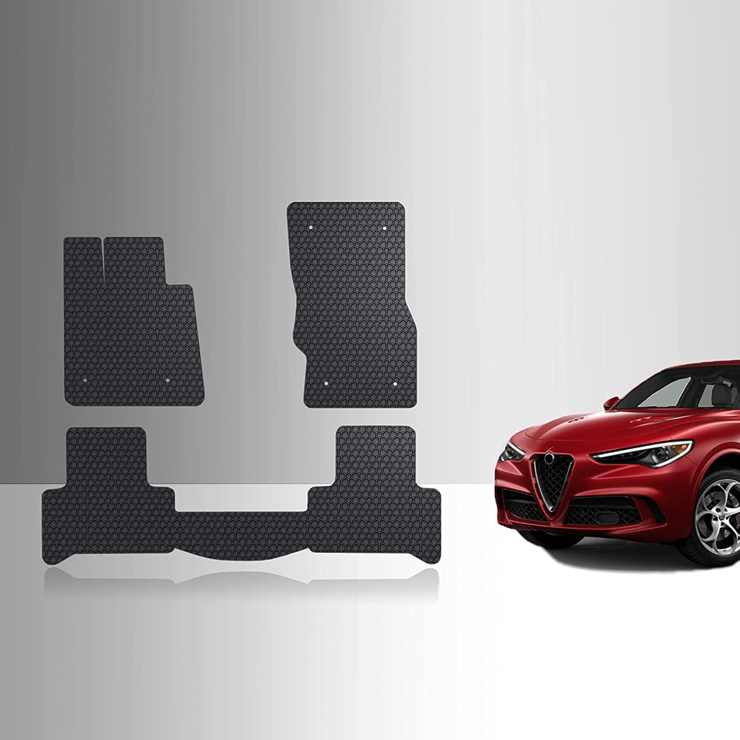 TOUGHPRO All Weather Floor Mats For Jeep Grand Wagoneer - 1st, 2nd, 3rd Row, Black Rubber