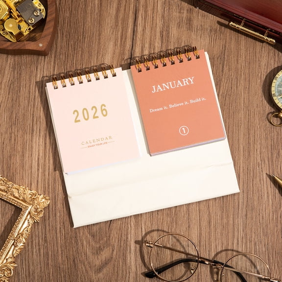 TOUMENY 2026 Motivational Desk Calendar, Compact Office Planner with Daily Inspirational Quotes, Magnetic Stand for Efficient Work Life Organization