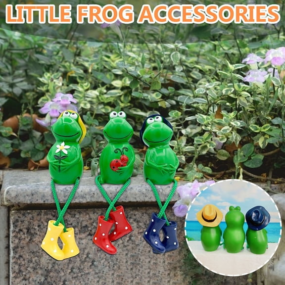 TOUMENY 3 Piece Resin Hanging Ornaments Set, Cute Garden Decorations Seated Frogs, Hand Painted Statues for Tree Fence Wall, Weatherproof Outdoor Indoor Home Decor