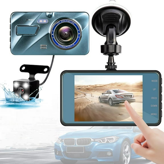 TOUMENY 4 Inch Touch Screen Dash Cam, 1080P Front and Rear Dash Camera with 170 Wide Angle, Upgraded G Sensor 24H Parking Mode Motion Detection Loop Recording Car Camera for Night Vision