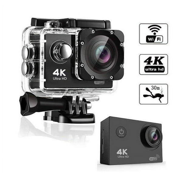 TOUMENY 4K Sports DV, Wireless WiFi Outdoor Action Camera, 170° Ultra Wide Angle Lens for Adventure Recording and Car DVR Use