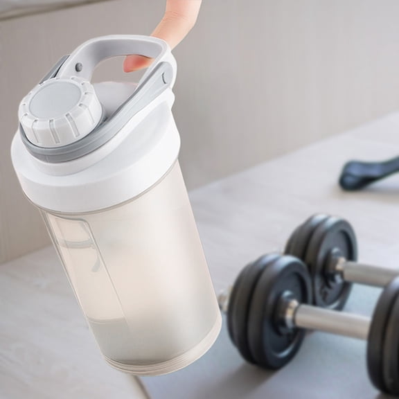 TOUMENY 500ml 17oz Portable Wobble Cup Protein Powder Sports Water Cup, Wobble Stir Cup with Ball Powder Box for Fitness, Protein Shaker Bottles for Gym Travel with Leak Proof Lid