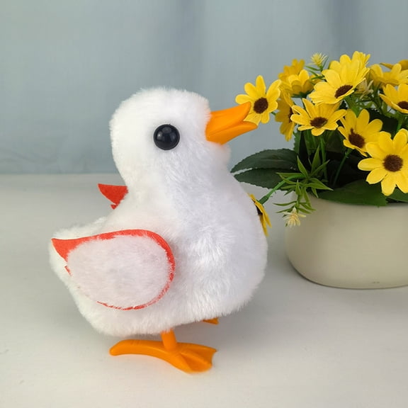 TOUMENY 6.7 Inch Walking Duck, Power Operated Lint Ducks Hoot Move Limbs Simulation Duck, Interactive Electronic Pet Parent, White
