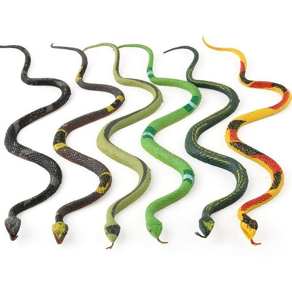TOUMENY 6 Pack Realistic Rattlesnake Reptile Model, Lifelike Plastic Snake with Flexible Body, Jungle Animal Figures for Educational Play Birthday Gift Outdoor Adventure