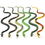 TOUMENY 6 Pack Realistic Rattlesnake Reptile Model, Lifelike Plastic Snake with Flexible Body, Jungle Animal Figures for Educational Play Birthday Gift Outdoor Adventure