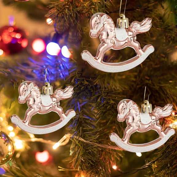 TOUMENY 6pcs Christmas Carousel Hanging Ornaments, Unique Carousel Ball Christmas Tree Decorations, Festive Holiday Carousel Hanging Decor for Christmas Tree Party Home, Rose Gold