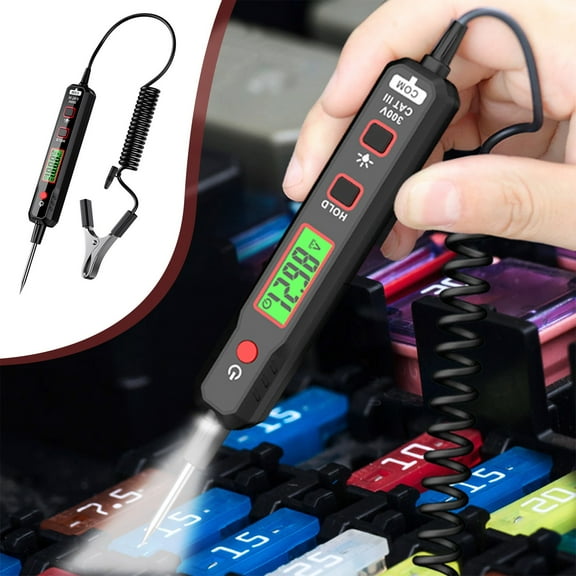 TOUMENY Automotive Voltage Tester Pen, 0.8-100V Digital LED Circuit Detector for Car Electrical Diagnostics, Professional Vehicle Light and Resistance Testing Tool