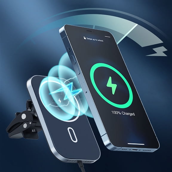 TOUMENY Car Magnetic Wireless Charger, Super Suction Phone Mount with Type-C Fast Charging, 15W Auto Locking Car Bracket for Dashboard Windshield