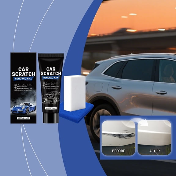 TOUMENY Car Scratch Remover, Scratch Swirl Remover for Car Paint, Fast Acting Polishing Kit with Sponge and Microfiber Cloth