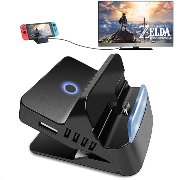 TOUMENY Charging Dock Station, NS Host Video Conversion Charger Base with Adjustable Angle, Type C USB Multi-Function Docking Station for TV Display Gaming Console