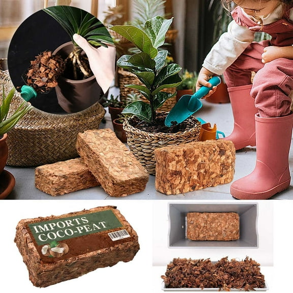 TOUMENY Coarse Coco Coir Brick, Premium Breathable Coconut Husk Growing Medium for Hydroponics, Starting, Organic Gardening