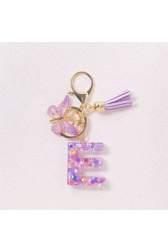 Custom Initial Resin Keychain, Personalized Name Keychain for Women, Fashion Tassel Accessory for Car Keys Wallets Backpacks