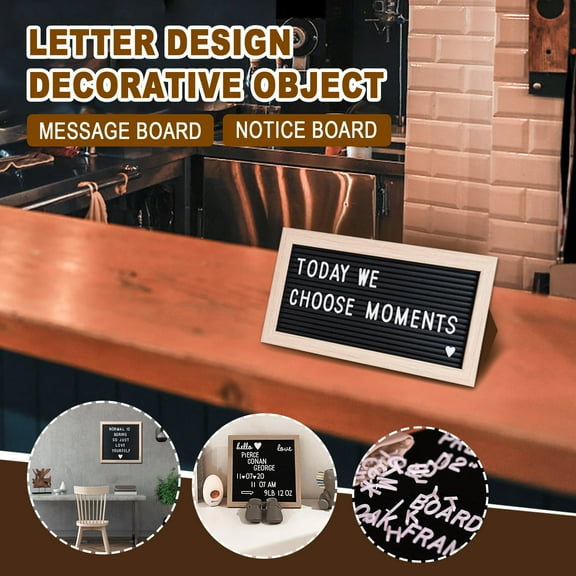 TOUMENY DIY Plastic Message Board Wooden Letter Board Coffee Shop Menu Display, 120 Letters Symbols Message Board for Home Decor, Wooden Letter Boards for Weddings Showers Events with Stand