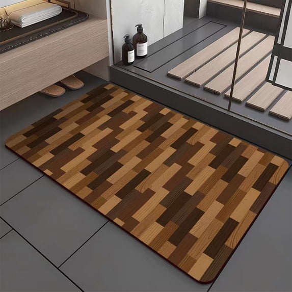 TOUMENY Diatomite Bath Mat, Super Absorbent Quick-Dry Floor Mat, Non-Slip Shower Toilet Sink Kitchen Laundry Room Water Absorption Mat