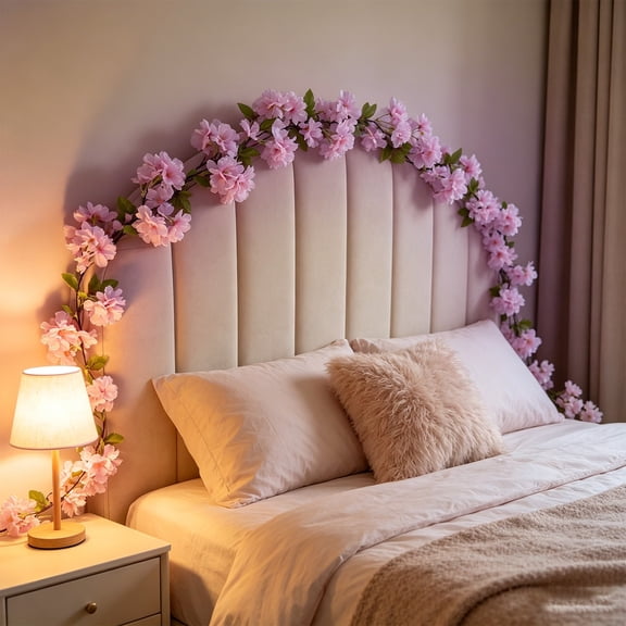 TOUMENY Fake Vines With Flowers, 94.5 Inch Simulation Flower Strip for Ceiling Decoration, Plastic Artificial Rattan for Air Conditioner Duct Blocking Wrapping Indoor, Purple