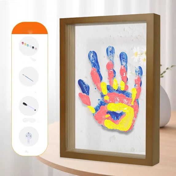 TOUMENY Family Handprint Kit, DIY Palm Print Photo Frame, Customizable Nursery Decor Gift for Children's Day