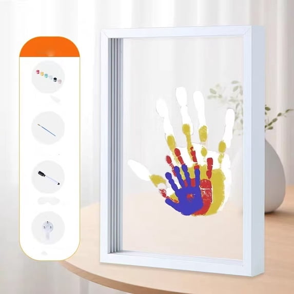 TOUMENY Family Handprint Kit, DIY Palm Print Photo Frame, Customizable Nursery Decor Gift for Children's Day