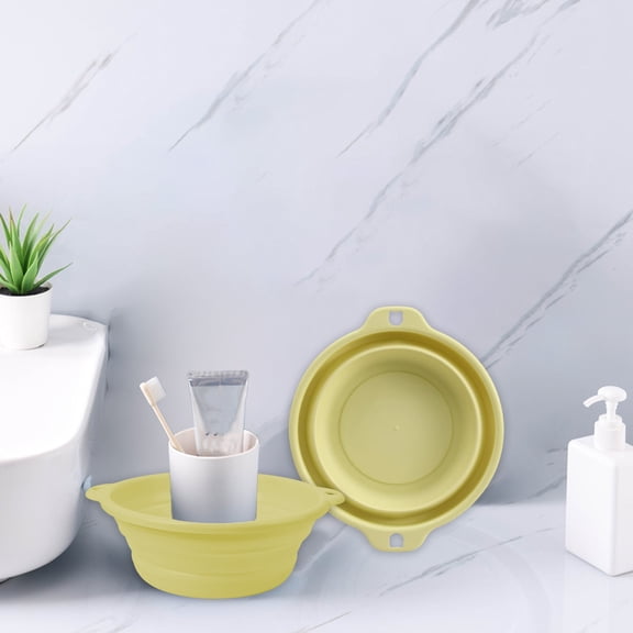 TOUMENY Foldable Wash Basin Plastic, Portable Collapsible Basin for Travel Outdoor Camping, Foldable Basins for Dormitory Home Use with Hanging Holes 1pack, Yellow