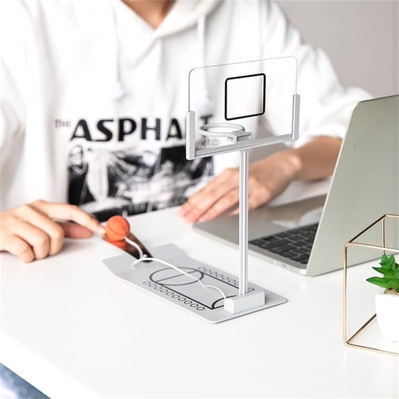 TOUMENY Folding Basketball Desktop, Office Table Basketball Shooting Frame Decompression, Mini Basketball Hoop Aluminum Alloy Portable for Office Desk Decor