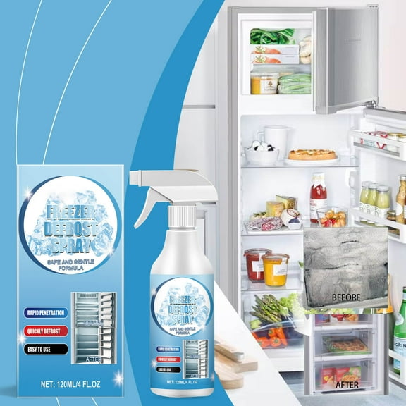 TOUMENY Freezer Defrost Spray, Rapid Ice Removal for Refrigerators and Car Windows, Non-Corrosive Formula with Precision Nozzle